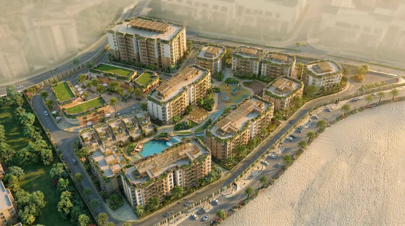 تلال - إطلالة جوية للمجمع السكني في المنيا الجديدة